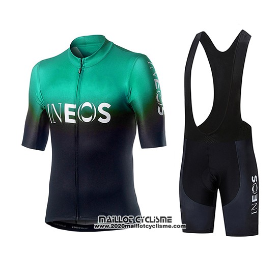 2019 Maillot Ciclismo Castelli Ineos Noir Vert Manches Courtes et Cuissard